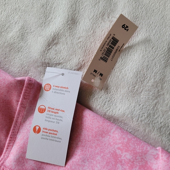 NWT Pink & White Leggings With Secret Pocket - Picture 11 of 11